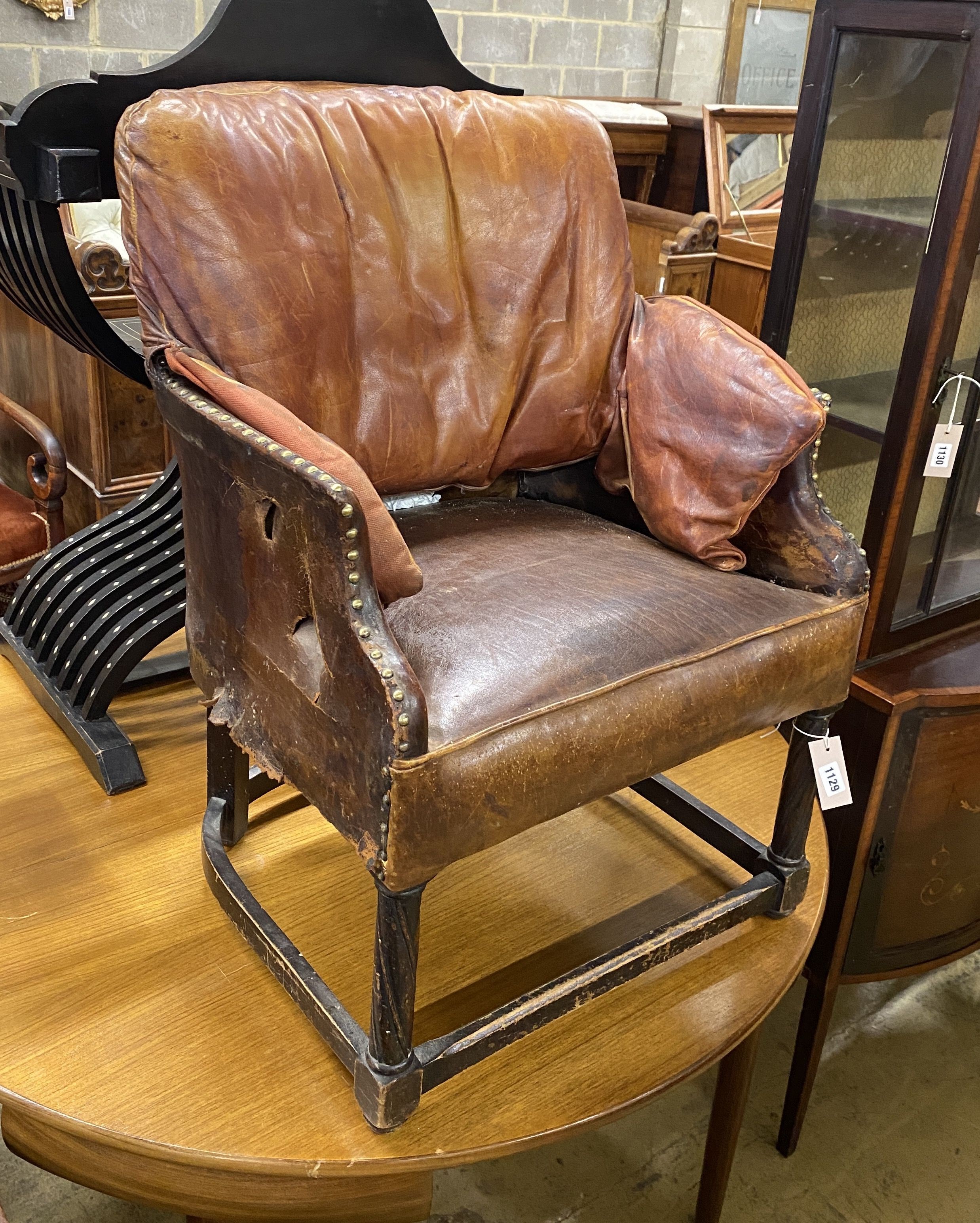 A leather tub chair, width 57cm, depth 45cm, height 82cm